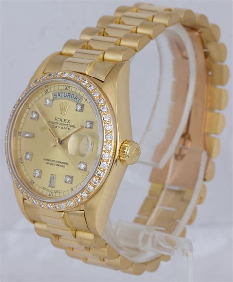 rolex day date factory diamonds|18k presidential Rolex diamond bezel.